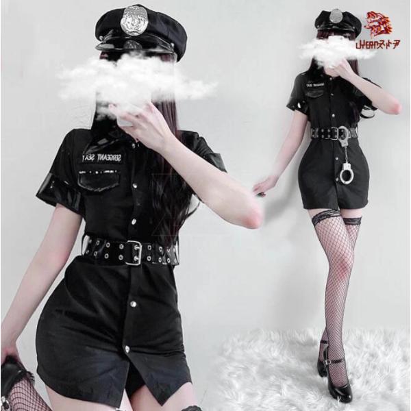 レディース コスプレ衣装 ポリス 警察官 コスチューム 仮装 変装 セクシー 半袖 ミニ丈 ショート...
