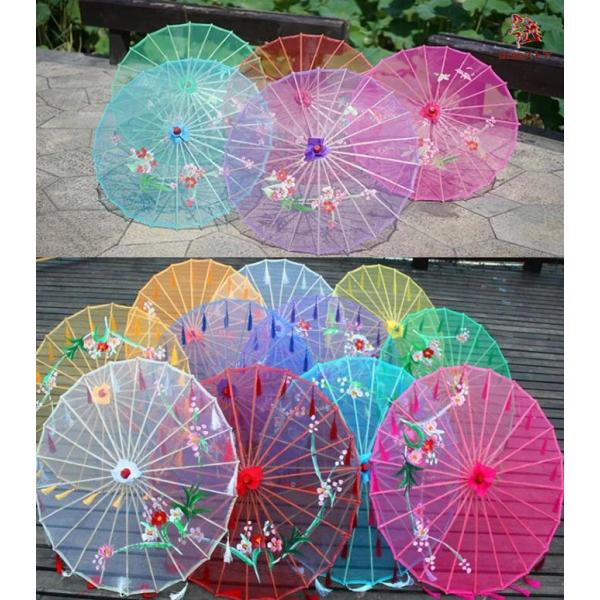 ダンス用傘 道具傘 中華コスプレ 唐傘 からかさ 半透明 お花 フリンジ タッセル リボン付き 可愛...