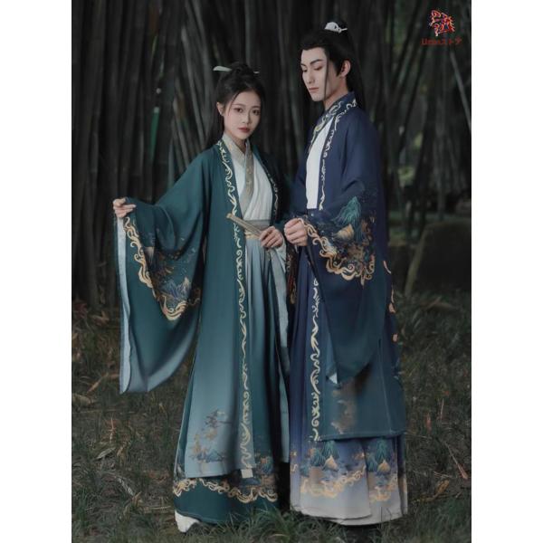 大人 チャイナ服 中華コスプレ衣装 3点セット メンズ レディース 男女兼用 羽織カバー付き 漢服 ...