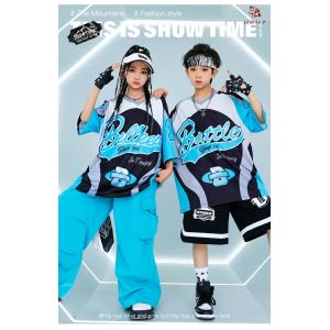 ブルー セットアップ キッズ ダンス 衣装 ダ...の詳細画像1