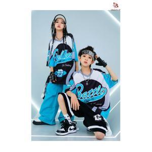 ブルー セットアップ キッズ ダンス 衣装 ダ...の詳細画像2