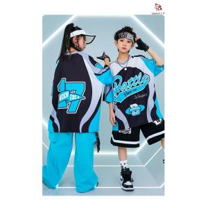 ブルー セットアップ キッズ ダンス 衣装 ダ...の詳細画像3