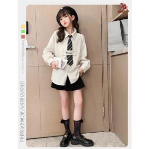 キッズシャツ 長袖 コーデュロイ シャツ ネク...の詳細画像1