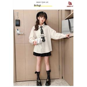 キッズシャツ 長袖 コーデュロイ シャツ ネク...の詳細画像4