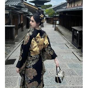 浴衣 黒 浴衣 レディース セット 女性 ゆか...の詳細画像3