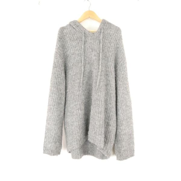 美品 FRAY I.D フレイアイディー FWNT235210 フェザーニットフーディ F ポリエス...