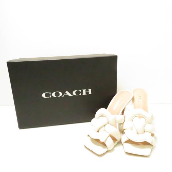 美品 COACH コーチ KELLIE LEATHR SANDAL (C8985) サンダル ホワイ...