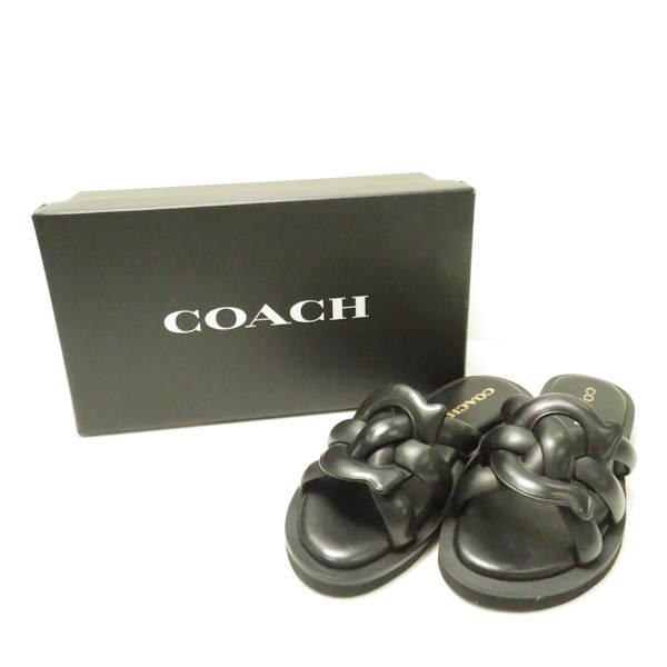 美品 COACH コーチ GEORGIE LEATHR SANDAL (C8983) サンダル ブラ...