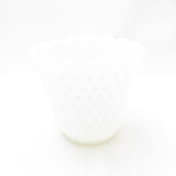 美品 Fire-King ファイヤーキング ホブネイル フラワーベース ミルクガラス フラワーポット...