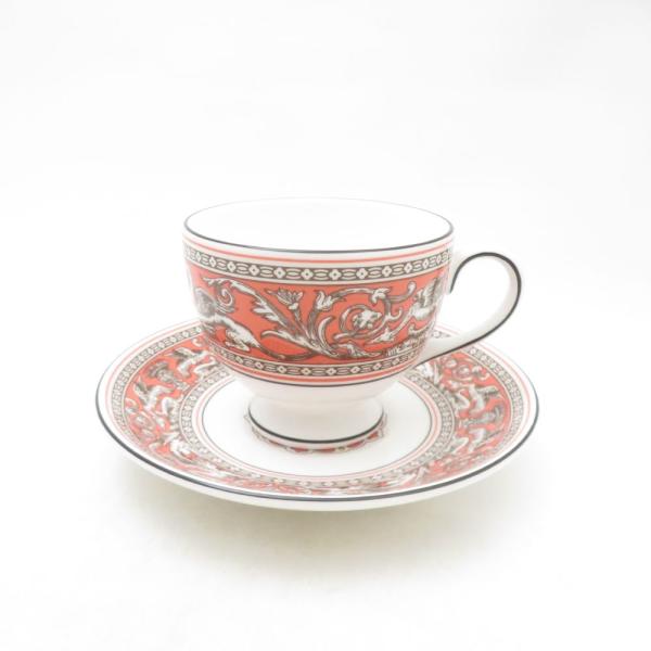 未使用 WEDGWOOD ウェッジウッド フロレンティーン サーモン ティーカップ＆ソーサー リー ...