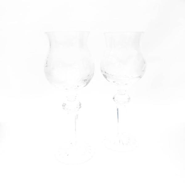 Meissen Crystal マイセンクリスタル ブルーオーキッド ワイングラス 2客 ペア H1...