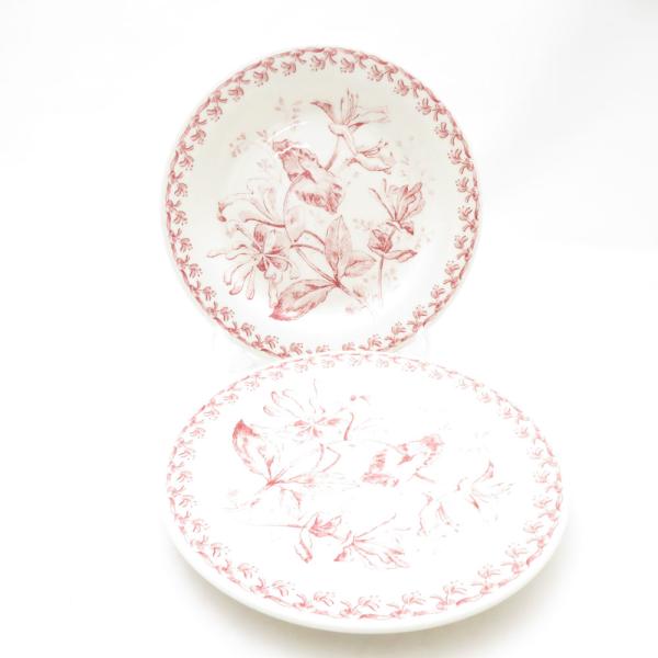 未使用 Gien ジアン Chevrefeuille スイカズラ 中皿 2枚 ペア 16cmプレート...