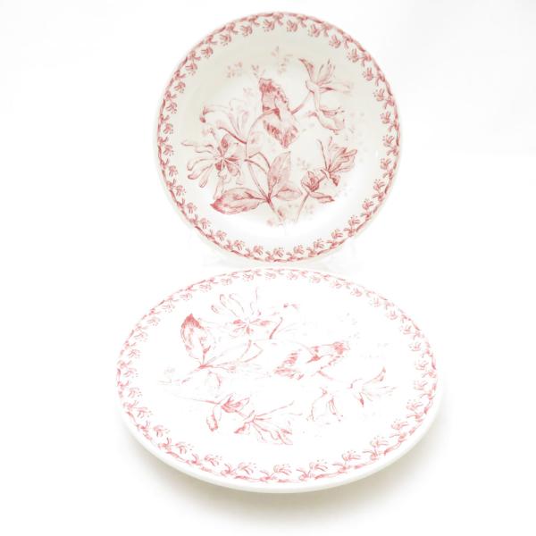 未使用 Gien ジアン Chevrefeuille スイカズラ 中皿 2枚 ペア 16cmプレート...