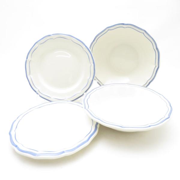 美品 Gien ジアン Filet Bleu フィレブルー ボウル 中皿 4点 セット 17cm 1...