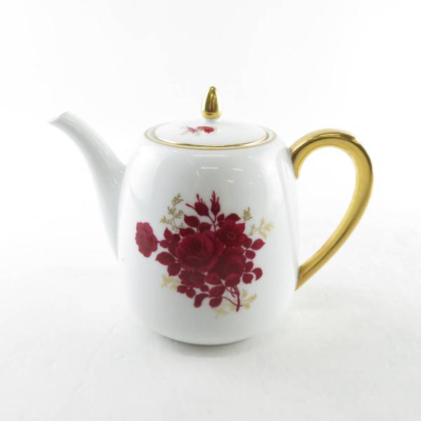 OKURA 大倉陶園 レッドローズ ポット 茶器 バラ 花柄 SU5257T 薔薇 フラワー