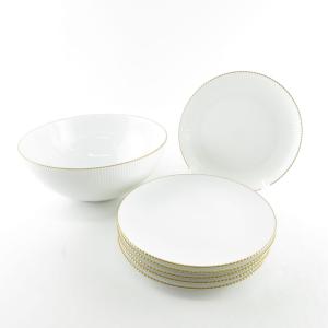 美品 Noritake ノリタケ ダイヤモンドコレクション Since 1904 中皿 ボウル 7枚 セット 18cmプレート 深皿 鉢 金彩 煙突 SU5859B4｜uru-uru