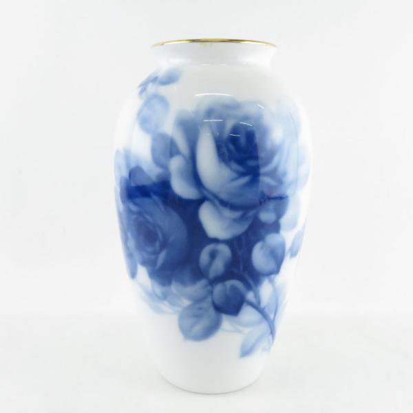 難有 OKURA 大倉陶園 ブルーローズ 花瓶 フラワーベース H23 青バラ 花器 花入 SU61...