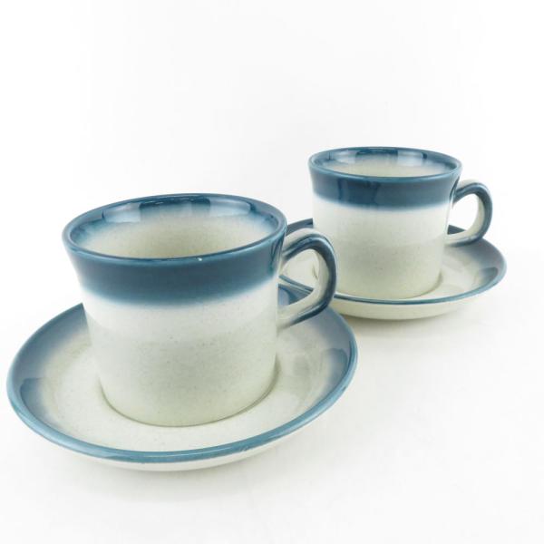 美品 WEDGWOOD Blue Pacific ブルーパシフィック カップ＆ソーサー 2客 OVE...