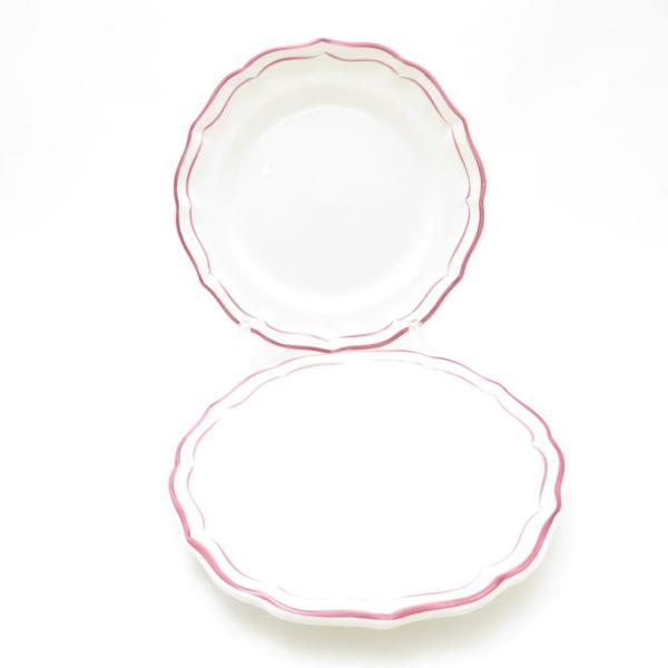 美品 Gien ジアン Filet Rose フィレローズ 中皿 2枚 24cmプレート ペア SY...