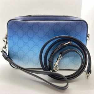 【中古】GUCCI グッチ クロマ ショルダーバッグ クラッチバッグ メンズ GGキャンバス/レザー ブルーグラデーション 835691