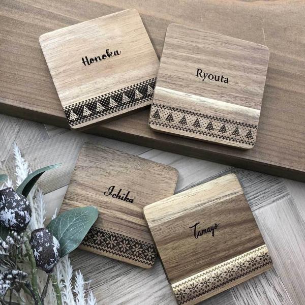 【ウィンターデザイン 木製コースター】 名入れ 送料無料 おしゃれ 冬ギフト プチギフト クリスマス...