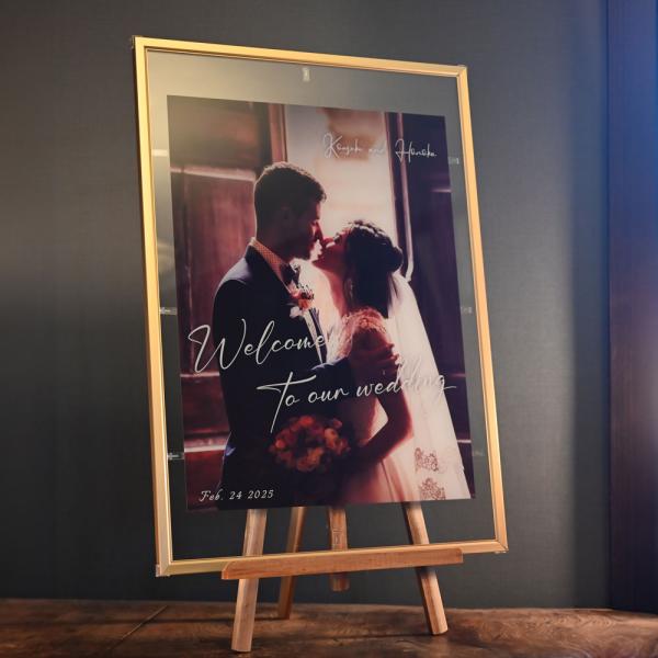NEW《ゴールドフレーム入り》アクリル製 写真で作るウェルカムボード 【写真補正無料】存在感抜群のA...