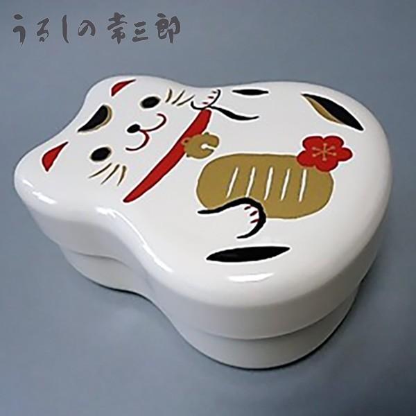 白まねき猫弁当箱（ミニフォーク付）2段　　レディース/日本製