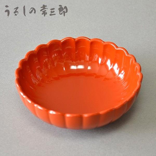 菊小鉢　　漆塗食器　洗朱（あらいしゅ）日本製 /和食器/小鉢/オレンジ