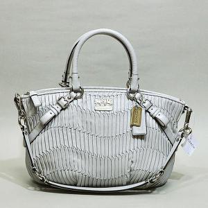 コーチバッグ トート ショルダー 2WAY COACH マディソン ギャザード レザー ソフィア 15942 SV/EY Peal Grey パールグレー｜uruzz