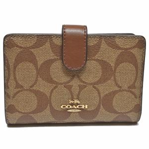 コーチ COACH 財布 折財布 F23553 IME74 PVC シグネチャー ミディアム コーナー ジップ ウォレット カーキ/サドル2｜uruzz