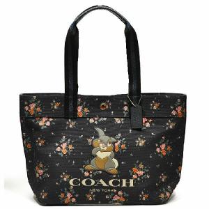 コーチ トート バッグ COACH F91116 SVF23 ディズニー コラボ ローズ ブーケ プリント キャンバス トート ミッドナイト｜uruzz