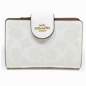 コーチ COACH 財布 二つ折り財布 C0082 IMRFF PVC シグネチャー ミディアム コーナー ジップ ウォレット チョーク／グレイシャーホワイト｜uruzz