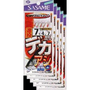 ささめ針　堤防遠投デカアジ ピンク＆ホワイト 6号　鈎・喰わせアジ 5枚まとめ買い特価　Z-006｜uryu