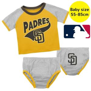 MLB Tシャツxおむつカバー2点セット 半袖 ボディスーツ オムツカバー ブルマ 出産祝い サンディエゴ・パドレス San Diego Padres｜us-kidswear