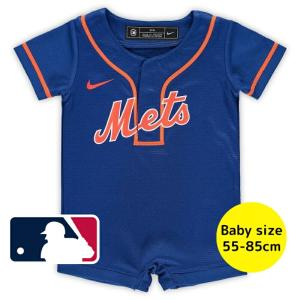 MLB nike ナイキ ベビー ロンパース カバーオール 半袖 ユニフォームジャージ 出産祝い ニューヨーク・メッツ New York Mets｜us-kidswear