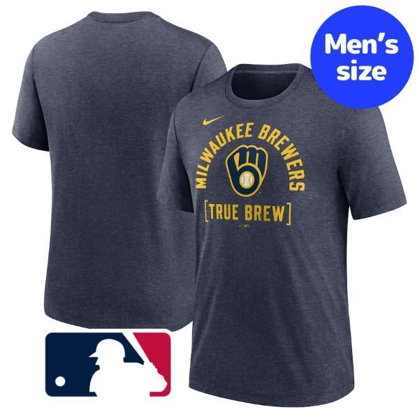 MLB公式 ナイキ nike メンズ Tシャツ 半袖トップス Heather Navy ミルウォーキ...