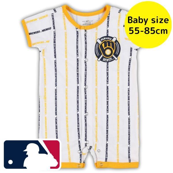 MLB公式 55-85cm ロンパース カバーオール ベビー服 出産祝い ミルウォーキー・ブリュワー...