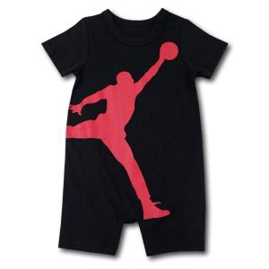 nike ナイキ エア・ジョーダン AIR JORDAN 男の子用大きなロゴがCOOLなジャンボジャンプマン半袖ロンパース（Black/Red）｜us-kidswear