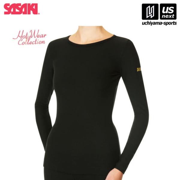 ササキ 新体操 HOT ボートネックトップ(裏起毛) ブラック HW3115 [M便 1/1](取り...