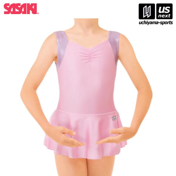 (新生活応援100円クーポン)ササキ 新体操 ジュニア用スカート付きレオタード ライトピンク J-7...