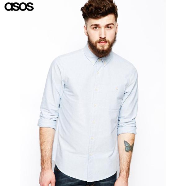 エイソス メンズ 長袖シャツ ブルー XXSサイズ ASOS Oxford Shirt In Blu...