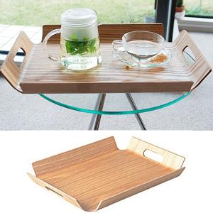 木製トレー 滑りにくい お盆 天然木 湾曲 ノンスリップ ハンドル トレイ 取っ手つき 大きいサイズ 滑りにくい トレー