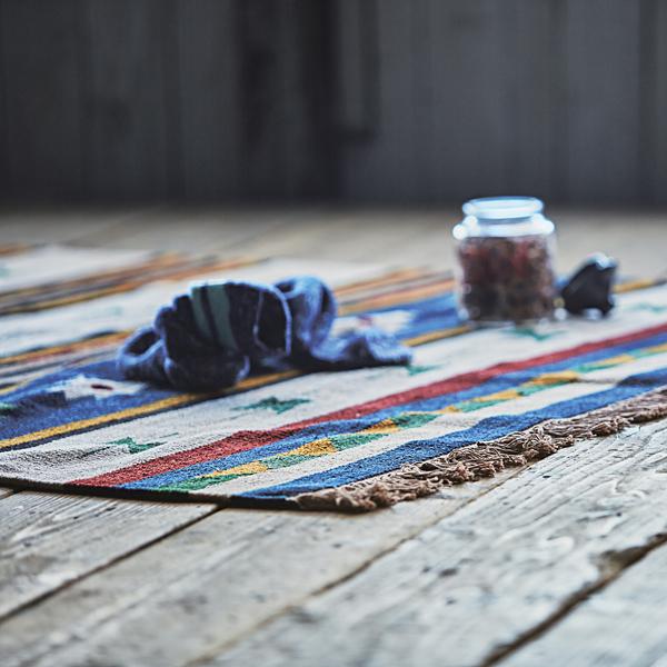 ラグ キリム柄 インド綿 130×190cm ラグマット カーペット 絨毯 長方形 ネイティブ 民族...