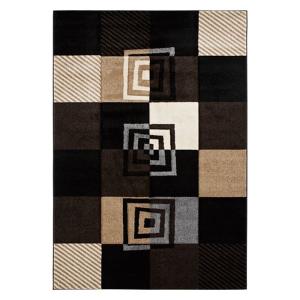 ラグマット アメリカン 幾何 模様 四角 おしゃれ 絨毯 敷き物 フロアーマット ウィルトン織 ハンドカービング 黒 茶色 ブラウン 160×230cm｜usagi-shop