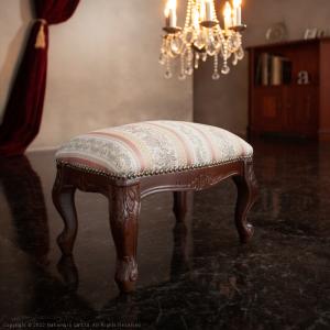 イタリア製 スツール ストライプ グリーン 猫脚 木製 完成品