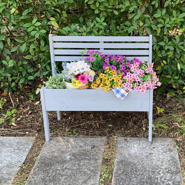 プランタースタンド 木製 幅80cm プランターカバー 天然木 チェア型 椅子 デザイン おしゃれ ...