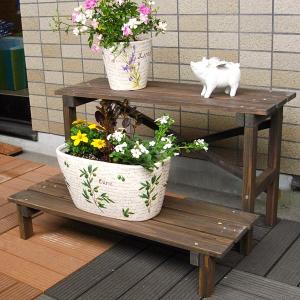 ガーデン用物置 ガーデニングラック 2段 棚 おしゃれ 庭 屋外 天然木製 バルコニー ウッドデッキ カントリー風 北欧調 ウィルマート