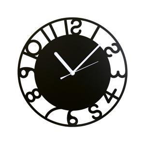 壁掛け時計 かわいい 文字 数字 アールデコ 黒 ブラック 壁掛時計 壁時計 鋼 スチール 国産 日本製｜usagi-shop