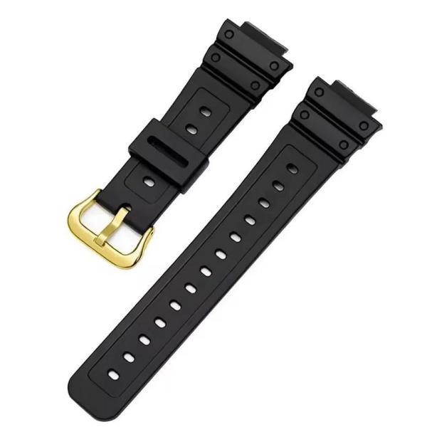 カシオ用 シリコン ブラック ゴールドバックル 16mm 腕時計ベルト 1個 バンド DW-5600...