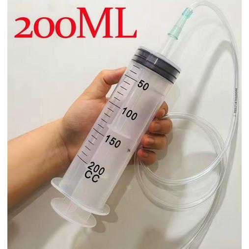 シリンジ 200ML (本体+ビニールチューブ100cm)計量注入器 オイル 工作 園芸  (RA2...